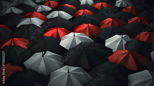 red and black umbrellas