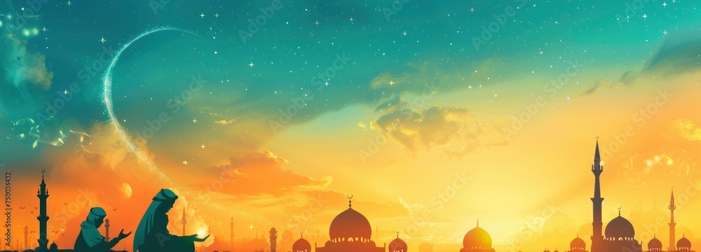 Online ramadan shaping. Eid ul fitr concept