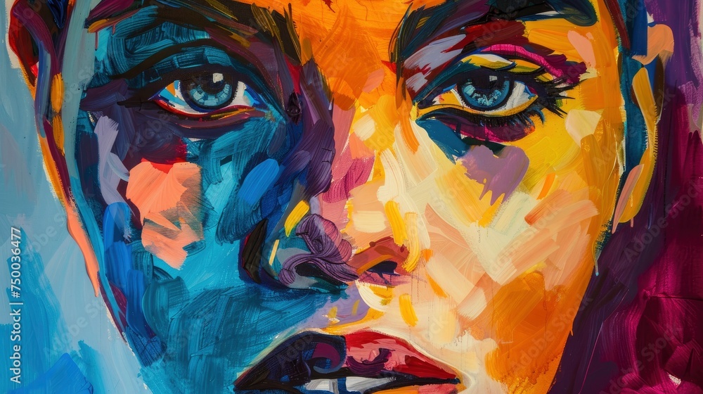 Bold Portraiture, Develop a portrait using complementary colors to accentuate features and evoke mood, experimenting with vivid contrasts to enhance visual impact.