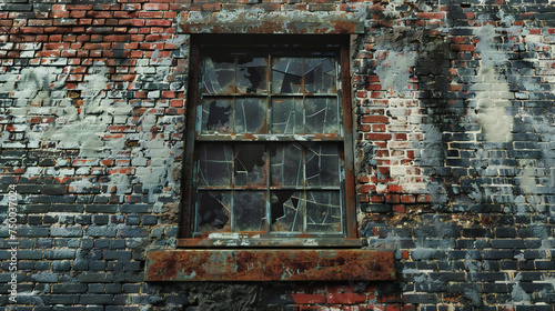 Time-Worn Tales: An Old Window Set Against a Brick Wall, Telling Stories of the Past Through Its Weathered Appearance