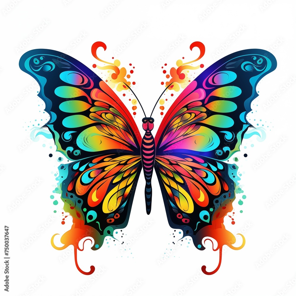 colorful butterflies on white background Created with Generative AI technology. colorful butterflies on white background Created with Generative AI technology.