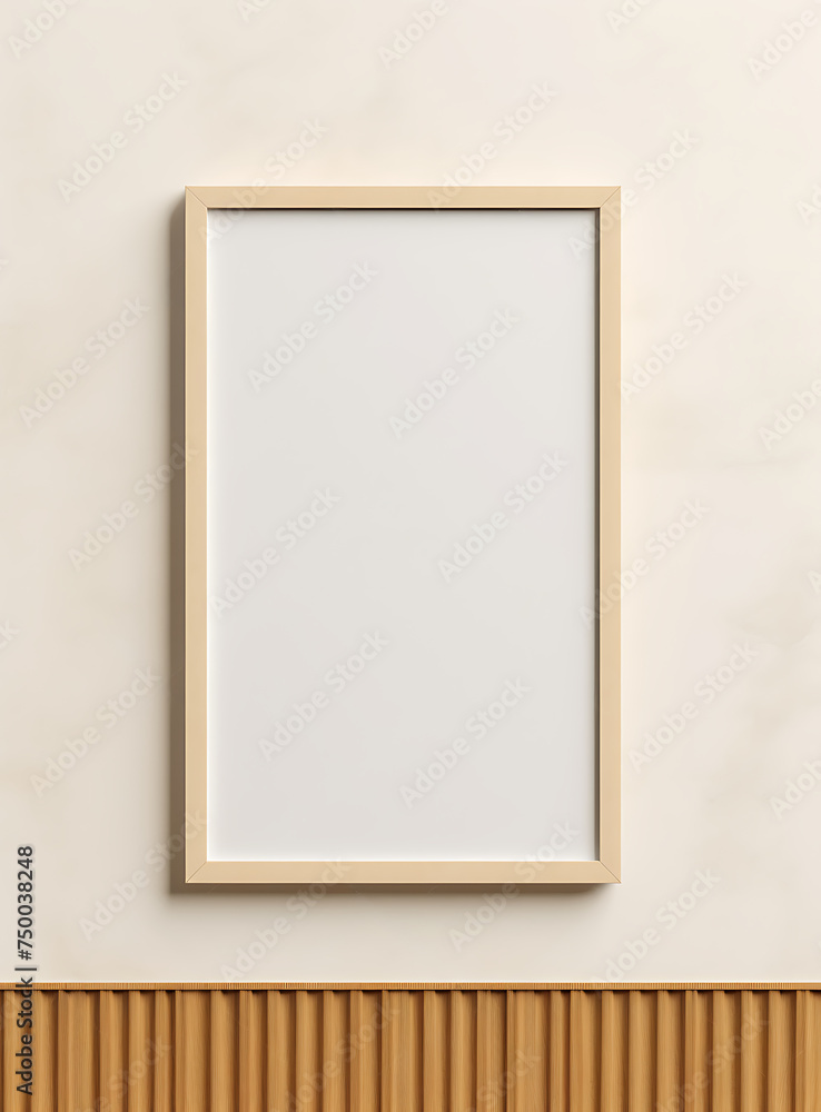 Empty poster mockup with vertical wooden frame Empty poster mockup with vertical wooden frame