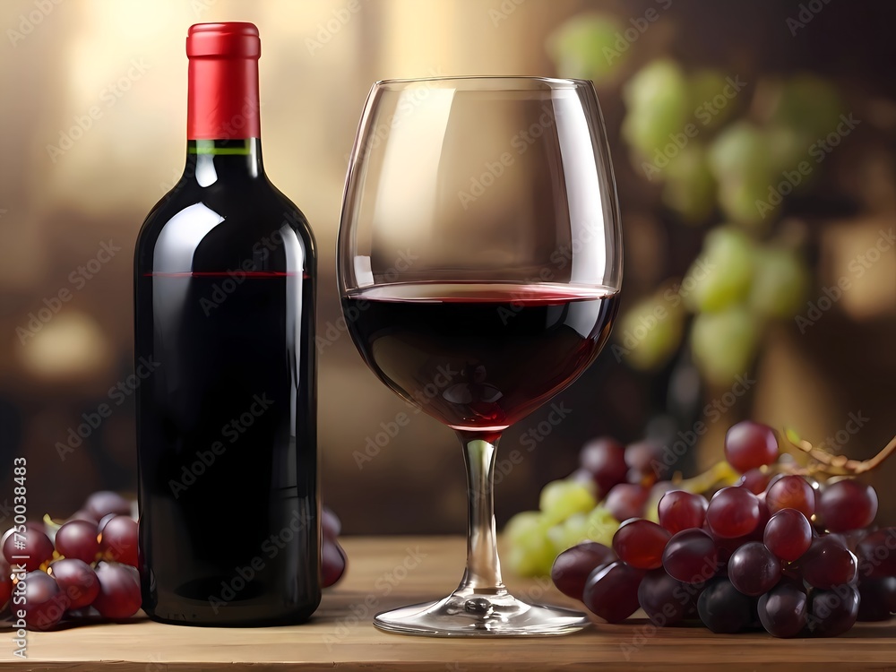 Obraz premium red wine and grapes