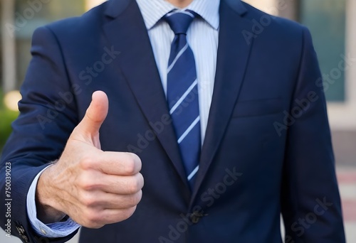 A man in his 30s with professional office look giving a thumbs up, Close up image