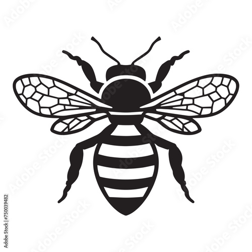 Honey Bee silhouette, Honey Bee Icon On White Background, Graphic illustration Vector Silhouette. © Pikxort