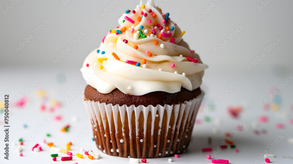 Delectable Frosted Cupcake with Colorful Sprinkles Delectable Frosted Cupcake with Colorful Sprinkles