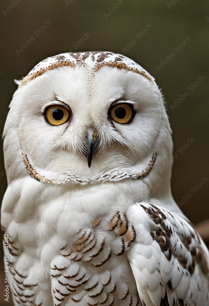 Obraz premium An owl in the thicket of the forest looks with interest 