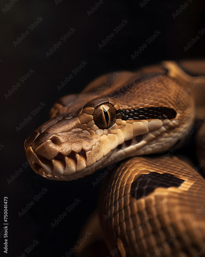 Fototapeta premium Close-Up of a Serene Python