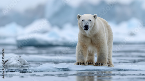 Polar Bear on Ice in Arctic Wilderness