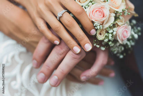 Elegant Wedding Ring on Bride s Hand