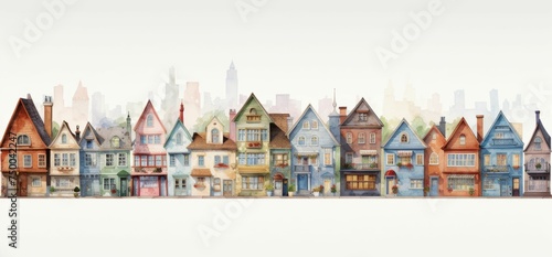 Colorful Row of Houses Painting