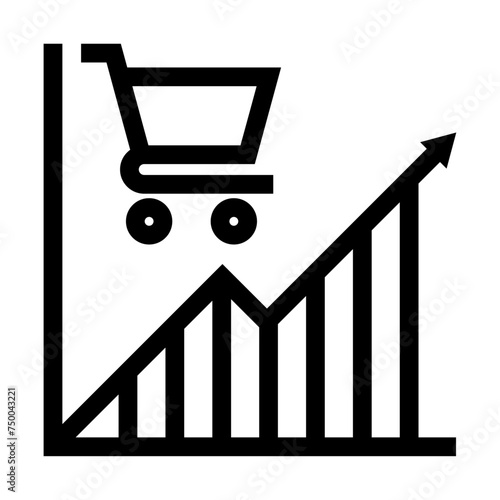 Icono de mercado. Rendimiento comercial, tendencias, estadística de mercado. Ilustración vectorial