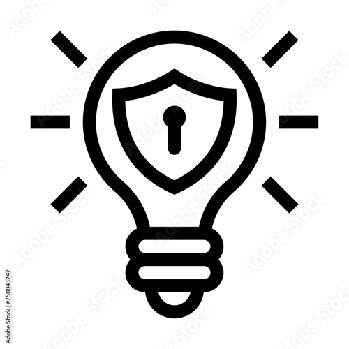 Icono de propiedad intelectual. Seguridad, protección. Conocimiento creativo, originalidad. Ilustración vectorial