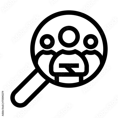 Icono de público objetivo. Grupo de personas, segmentación, enfoque de servicio. Ilustración vectorial