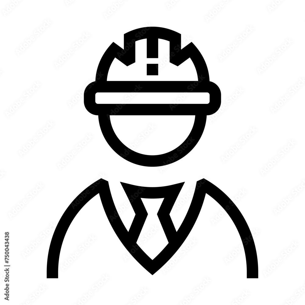 Icono de ingeniero. Profesional de planificar, diseñar y supervisar una construcción. Ilustración vectorial Icono de ingeniero. Profesional de planificar, diseñar y supervisar una construcción. Ilustración vectorial