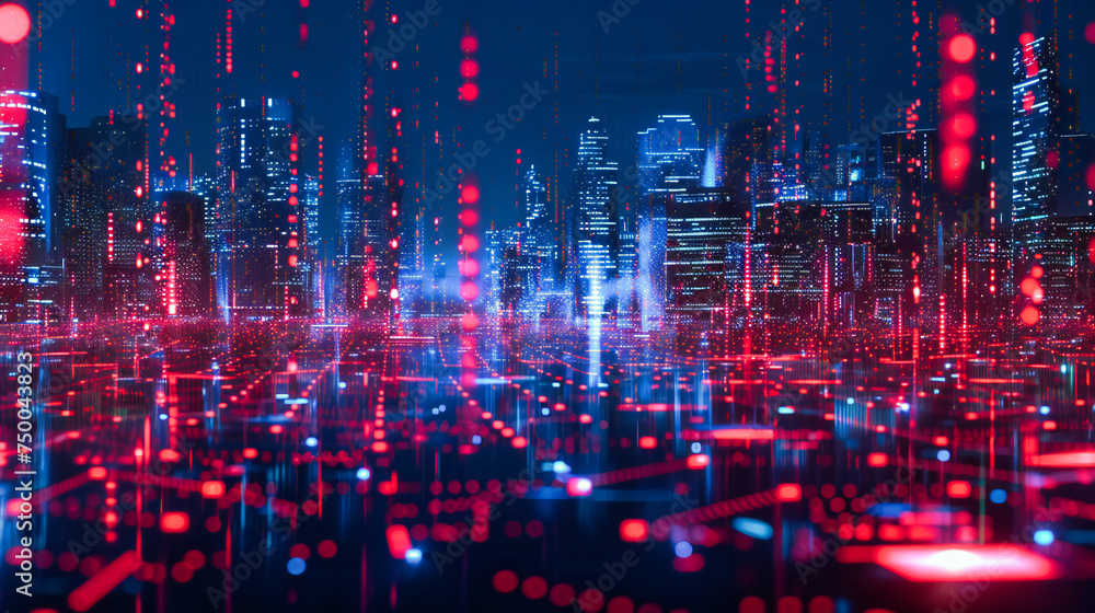 The Digital Metropolis: Future Cities Connected by Networks of Light and Data, Showcasing the Speed of Technological Progress