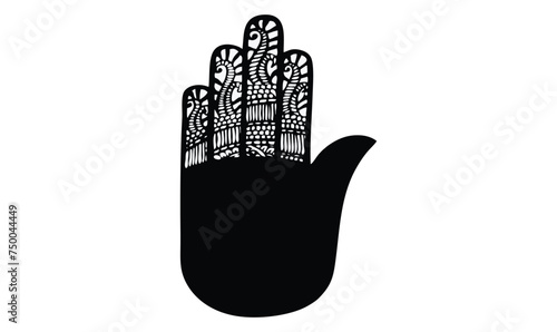 Vector tattoo artwork. The artwork is done on a woman's hand. Mehndi hand
