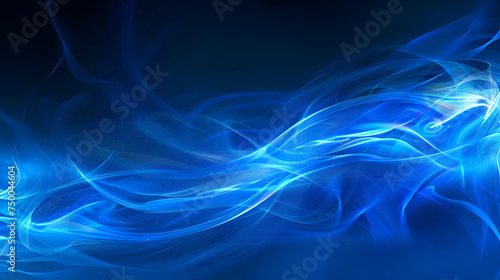 Light neon blue smoke color on a dark background, blue abstract background subtle smoke curves texture ,blue smoke isolated on black background