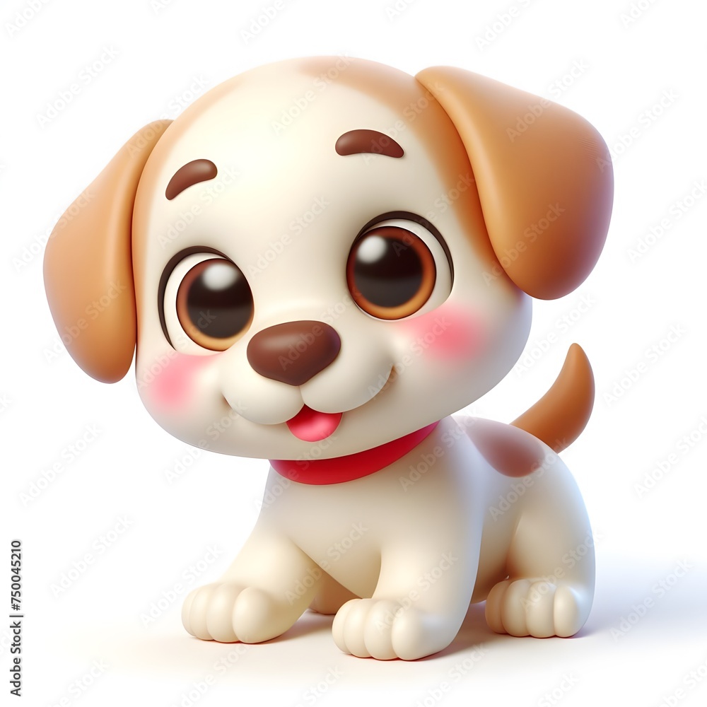 3d rendering of a dog cartoon character on a white background. 3d rendering of a dog cartoon character on a white background.
