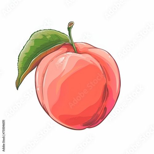 Cartoon minimalist simple peach illustration on clean white background  isolated fruits design 