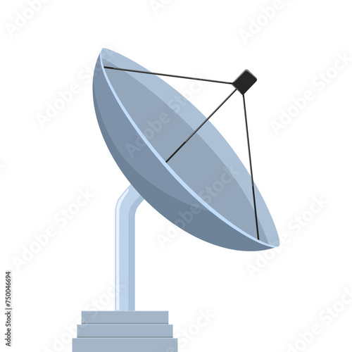 Satellite dish parabolic antenna, isolated on a white background, vector illustration