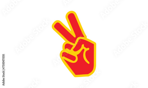 Hand Hifi vector- Hand gesture V sign for victory or peace line art vector icon for apps and websites
