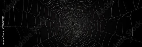 Scare Up Some Fun with Real Creepy Spider Webs on Black Banner for Halloween or Skittish Occasions