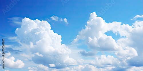 Serene Blue Clouds in the Sky. Peaceful and Beautifully Captured Scenic Cloudscape Wallpaper for a Summer Day with White Clouds in Nature