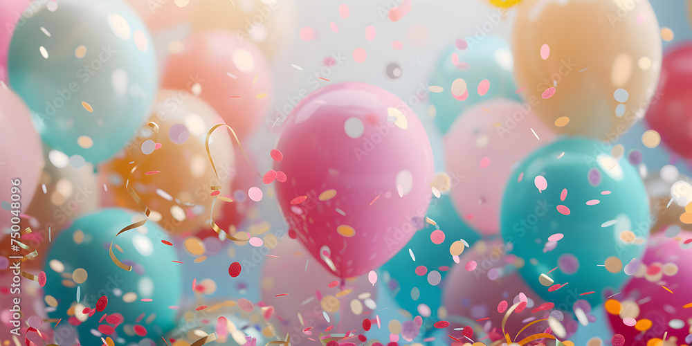 colorful balloons blured background for april fools day - obrazy, fototapety, plakaty 