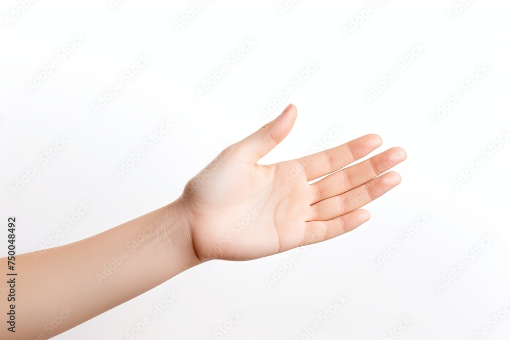 Woman's Hygienic Hand Gesture on White Background for Cosmetology and Assistance