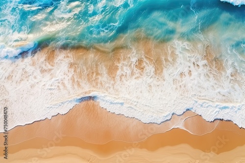 Wav-ing on the Beach  Aerial View of Beautiful Ocean Waves as Summer Vacation Holiday Background