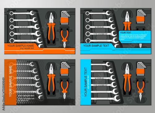 Craftsman tools, vector set of tools. Nut wrenches, pliers and other tools