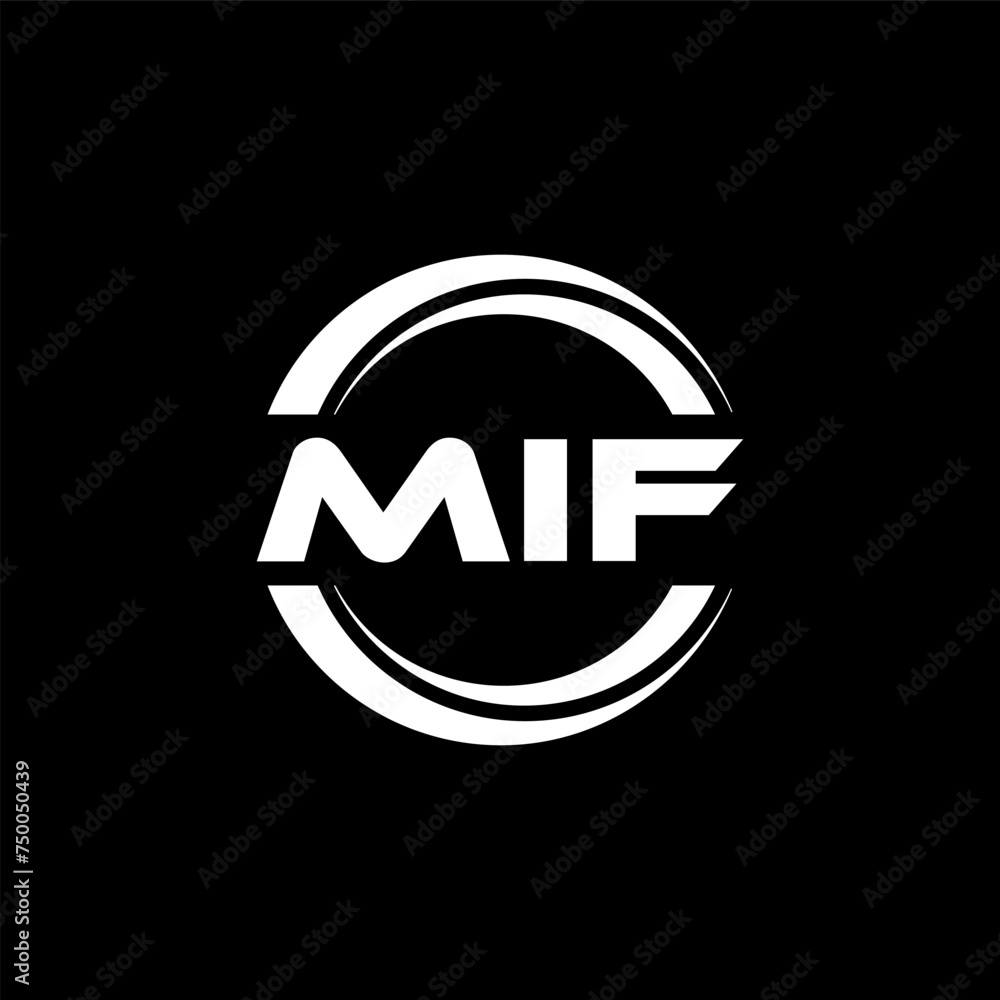 MIF letter logo design with black background in illustrator, vector logo modern alphabet font overlap style. calligraphy designs for logo, Poster, Invitation, etc. - obrazy, fototapety, plakaty 