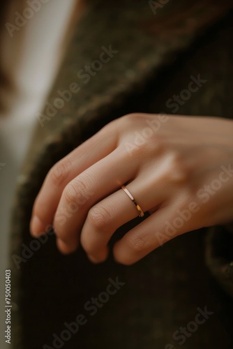 Glamour of Love, Close-up of a Woman Beautiful Hand Adorned with a Ring, Perfect for Capturing Romance and Valentines Day Spirit