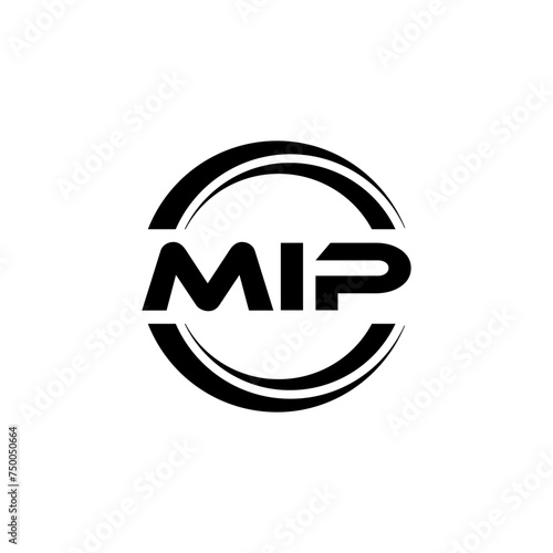 MIP letter logo design with white background in illustrator, vector logo modern alphabet font overlap style. calligraphy designs for logo, Poster, Invitation, etc. photo