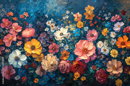 Wallpaper Mural A painting of flowers in oil colors Torontodigital.ca