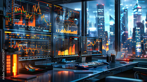 Stock market analysis on a computer screen, reflecting the complex dynamics of financial trading and investment strategies