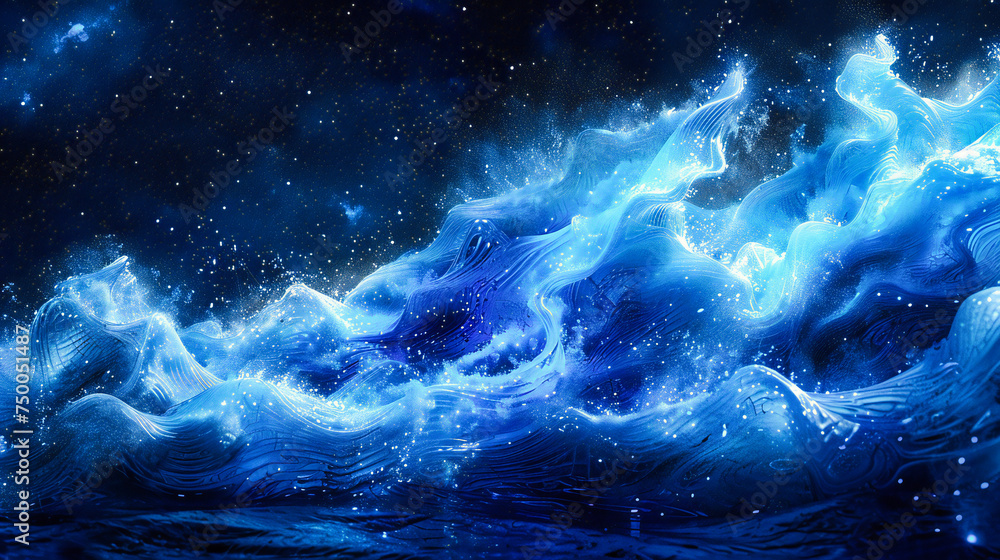 Starry Night Over the Ocean: Abstract Galaxy Background Merging Cosmic Beauty with the Tranquility of Sea