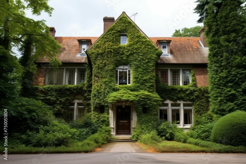 Large House Overgrown With Vines and Trees