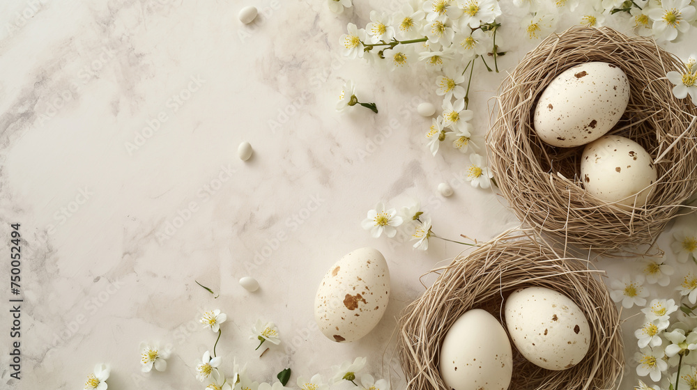 easter eggs in the nest on wooden background easter eggs in the nest on wooden background