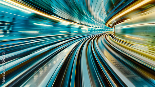 Speed Through the City: Blurred Motion in a Futuristic Tunnel, Symbolizing Rapid Transit and Urban Dynamics