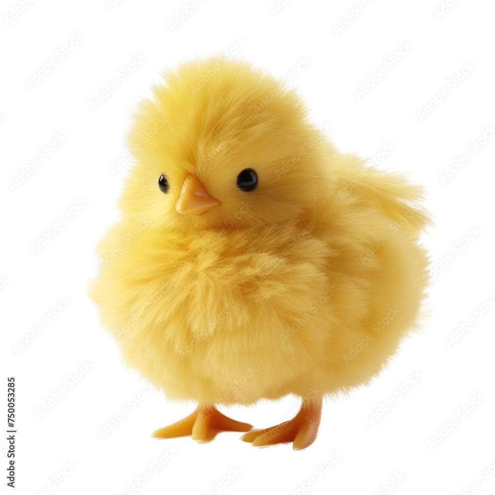Obraz premium Fluffy Yellow Chick PNG, Transparent Image without background, Concept of springtime, Easter, and farm animals