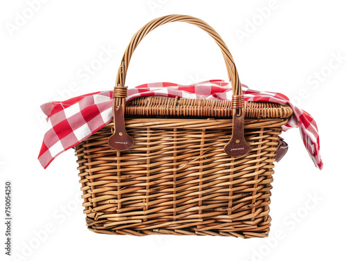 Picnic basket isolated on transparent or white background, png photo