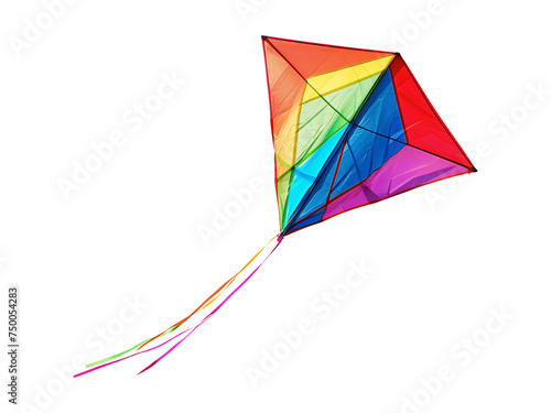 Colorful kite isolated on transparent or white background, png