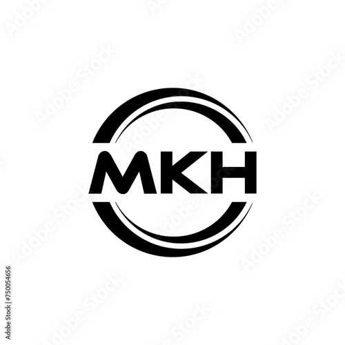 MKH letter logo design with white background in illustrator  vector logo modern alphabet font overlap style. calligraphy designs for logo  Poster  Invitation  etc.