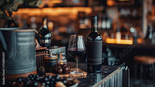 luxury bar with a wine, in restaurant