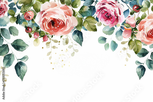 Beautiful watercolor flowers background ideal for botanical wedding stationery, perfect for creating memorable wedding invitations, greeting cards, and fashion .
