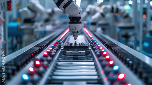 Advanced Robotics and Automation on Modern Manufacturing Assembly Line.