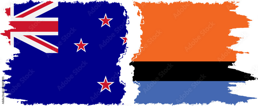 Chagos and New Zealand grunge flags connection vector Chagos and New Zealand grunge flags connection vector