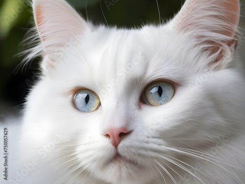 Pure Purrfection: A Captivating Close-Up Glimpse into the World of a White Cat